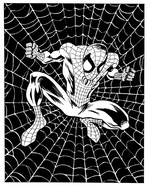 Spider-Man web black and white